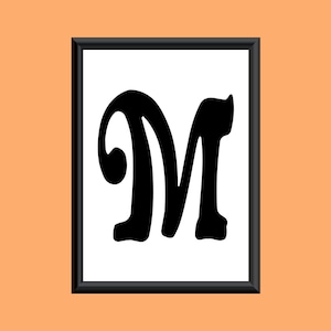Typography Digital Print Monogram Initial Wall Art Sixties Letter M