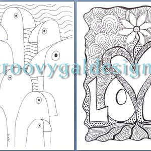 The Groovy Gal Coloring Collection 2015 Set One 20 page Instant Download Zentangle Style Coloring Book image 3