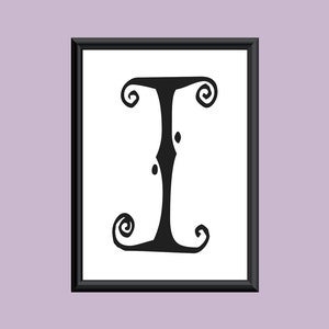Typography Digital Print Monogram Initial Wall Art SpaGirl Letter I