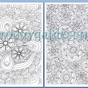 The Groovy Gal Coloring Collection 2015 Set One 20 page Instant Download Zentangle Style Coloring Book image 2