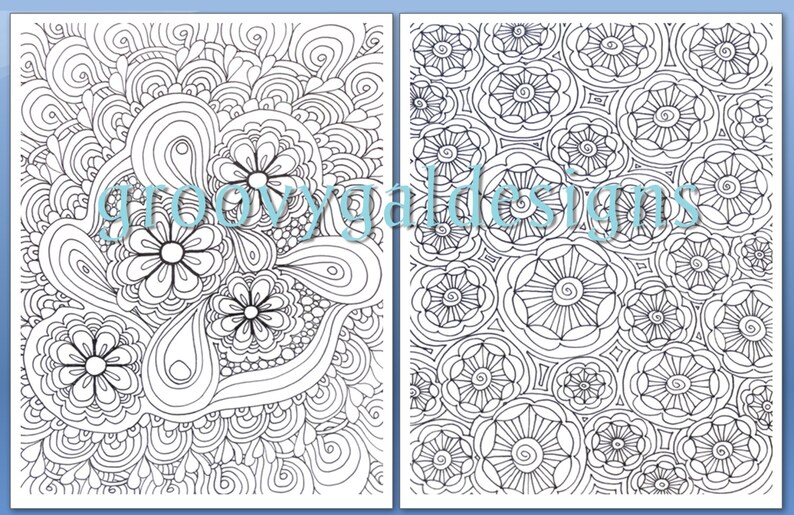 The Groovy Gal Coloring Collection 2015 Set One 20 page Instant Download Zentangle Style Coloring Book image 2