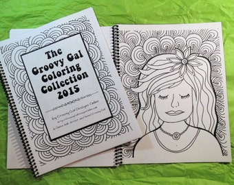 Only 3 Left! The Groovy Gal Coloring Collection 2015 Set One 20 page Coloring Book