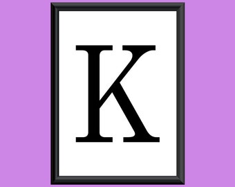 Typografie Digitaldruck Monogramm Initial Wandkunst Jahrhundert Buchstabe K