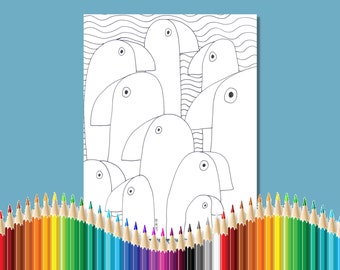 Coloring Pages for Adults The Flock (Of Birds) Instant Download