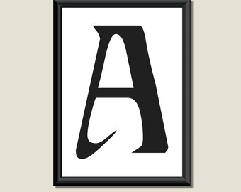 Typography DIGITAL PRINT Monogram Initial Wall Art Ariosto Letter A 5x7