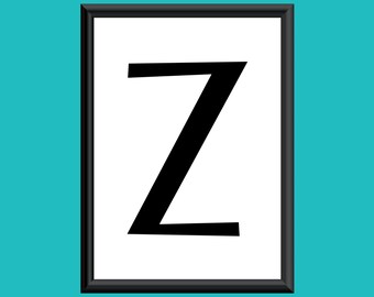 Typography Digital Print Monogram Initial Wall Art Sybil Letter Z