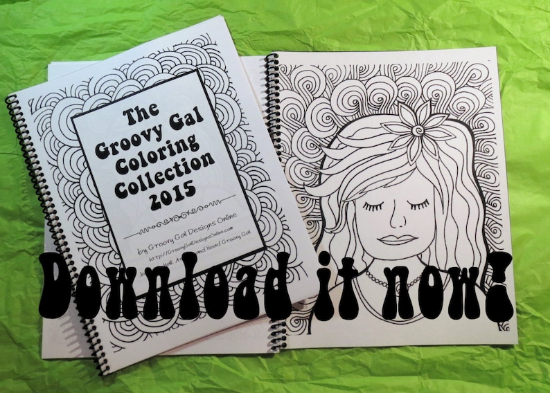 The Groovy Gal Coloring Collection 2015 Set One 20 page Instant Download Zentangle Style Coloring Book image 1