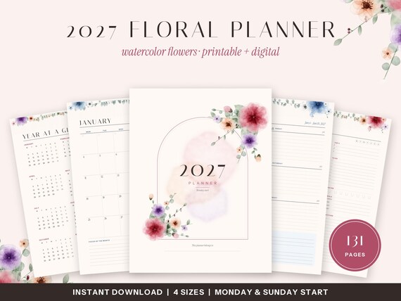 Floral Planner 2027 (inglés)
