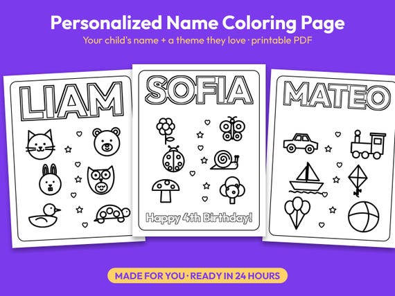 Página para colorear con su nombre
