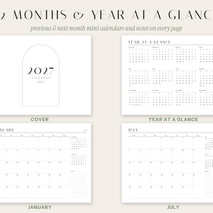Minimalistisk landskapskalender 2027, start måndag/söndag, engelska/spanska (PDF) bild 2