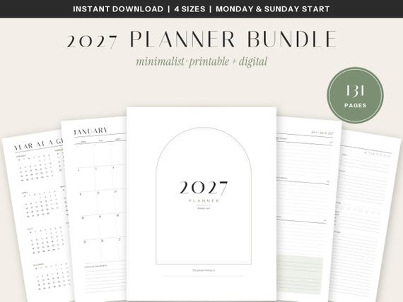 Minimalist Planner Bundle 2027 (inglés)