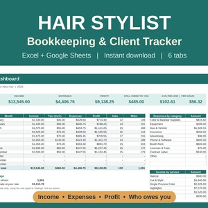 Bedrijfsregistratie voor kappers, inkomsten- en uitgavenlogboek voor salons (digitale download)