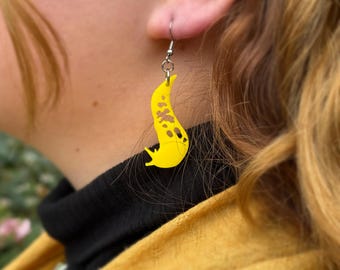 1.5" Banana Slug Earrings Slug Earrings, Funky, Unique Earrings, Statement Earrings, Cool Jewelry, Stainless Steel, Hypoallergenic