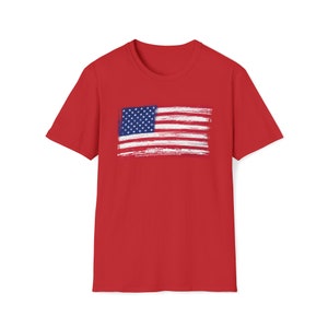 Distressed American Flag Unisex Softstyle T-Shirt