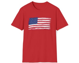 Distressed American Flag Unisex Softstyle T-Shirt