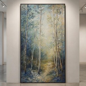 Pintura Óleo Abstracta Bosque Textura 3D Arte Boho Pared Sala Dormitorio Nórdico Original Paisaje Verde Moderno Minimalista Decoración