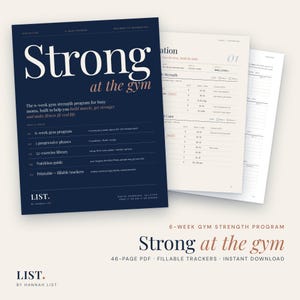6 Week Gym Workout Plan for Women | Strength Training Program PDF | Build Muscle, Get Stronger | Fillable Workout Tracker | Beginner