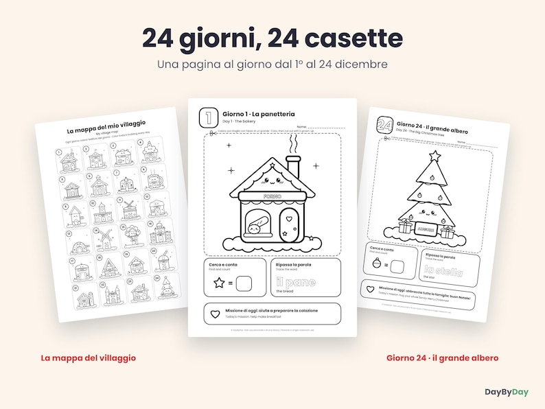 Advent Calendar Coloring Pages for Kids, 24 Printable Christmas ...