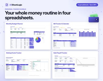 Tabellenkalkulationspaket für persönliche Finanzen (Excel und Google Sheets): Budget, Rechnungen, Ersparnisse, Schulden