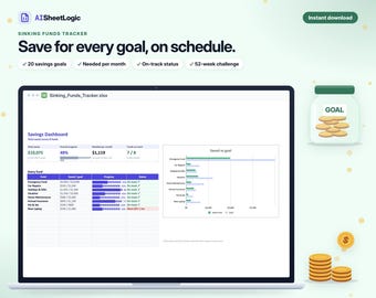 Sparplaner für Excel und Google Sheets, Sparziele und 52-Wochen-Challenge