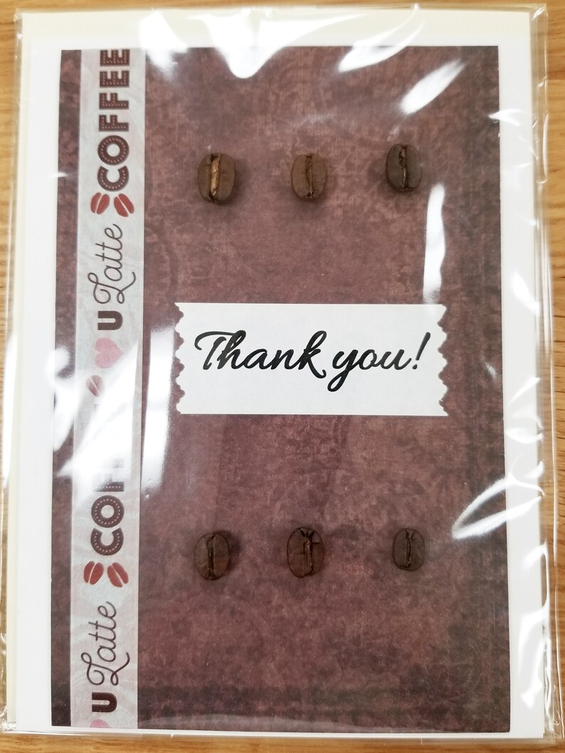 Coffee Card Thank You Coffee Love Handmade Greeting Card OOAK