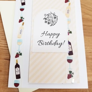 Happy Birthday Wine Handmade Greeting Card Wine Lover Birthday Wine Card image 1