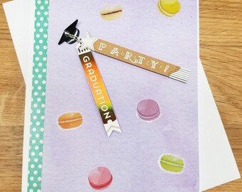 Graduation Party! Macaron Handmade Greeting Card * Macaron Lovers