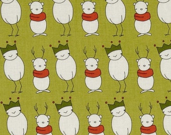 Santa Claus Is Coming To Town on Green - Fabric By The half  Yard 18 inches x 42 inches