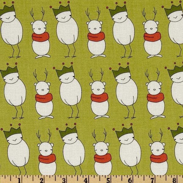 Santa Claus Is Coming To Town on Green - Fabric By The half  Yard 18 inches x 42 inches