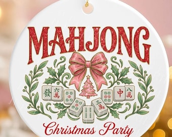Fiesta navideña de Mahjong PNG, clipart de mosaico festivo (300 DPI)