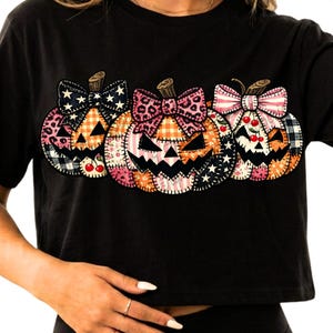 Calabaza Patchwork PNG, Coquette Halloween, Diseño de Sublimación de Calabaza Rosa (Descarga Digital)