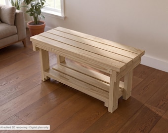 Entryway Boot Bench Plans, DIY Woodworking Project (PDF + 3D Guide)