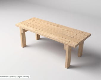 Simple 2x4 Outdoor Bench Build Plan, Slatted Wood Design (PDF + 3D Guide)