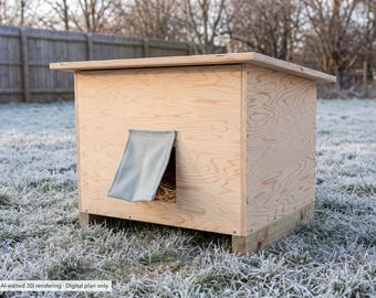 Simple Outdoor Cat Shelter Plans, 27" x 22" (Imperial + Metric PDF)