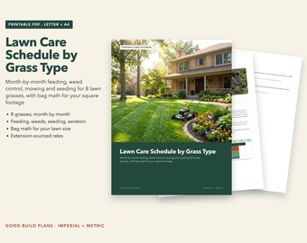 Lawn Care Schedule by Grass Type, Printable PDF Planner, Letter & A4, Instant Download