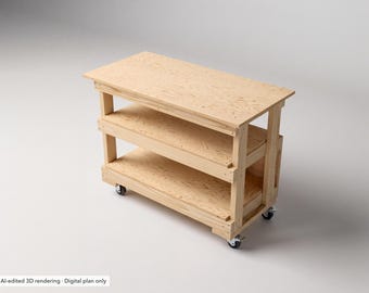 Mobile Workbench Plans with Shelves, 48" Garage Bench (Imperial + Metric PDF)