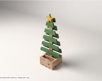 Rustic Wooden Christmas Tree Build Plan, 51" Tall, 2x4 Porch Decor (PDF + 3D Guide)