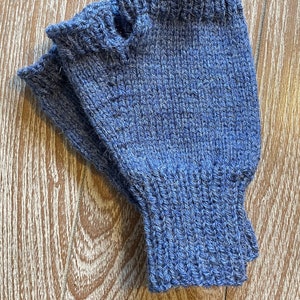 Ready To Ship Touch of Alpaca Fingerless Gloves in Country Blue Man's Large image 1