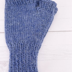 Ready To Ship Touch of Alpaca Fingerless Gloves in Country Blue Man's Large image 6