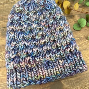 Mint and Blue Cable Knit Spinnaker Beanie