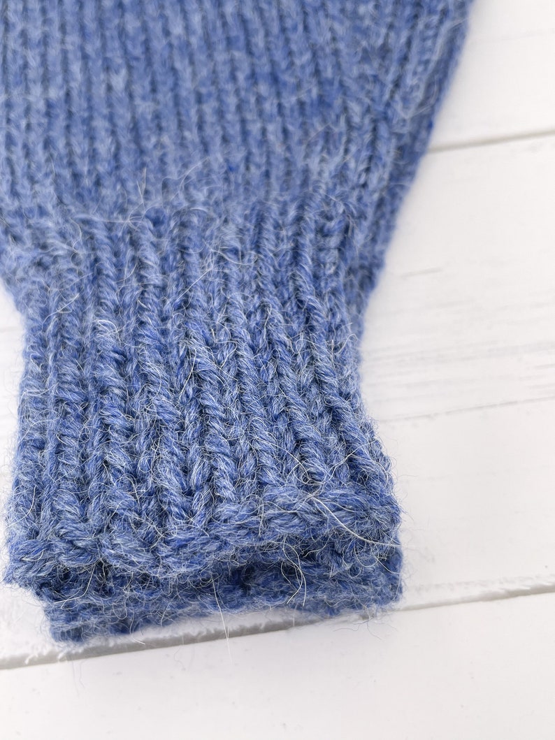 Ready To Ship Touch of Alpaca Fingerless Gloves in Country Blue Man's Large image 7