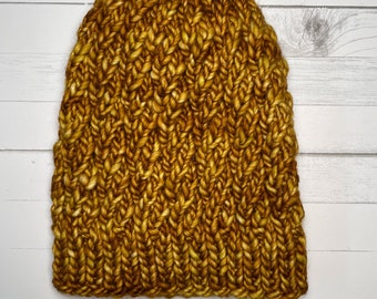 Golden Honey Yellow Cable Knit Spinnaker Beanie