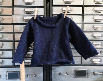 Navy Rolled Collared Sweater in 3T-4T