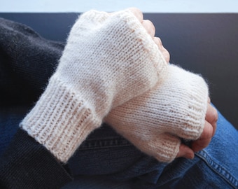 Fisherman Cream Fingerless Gloves in Your Choice of Size