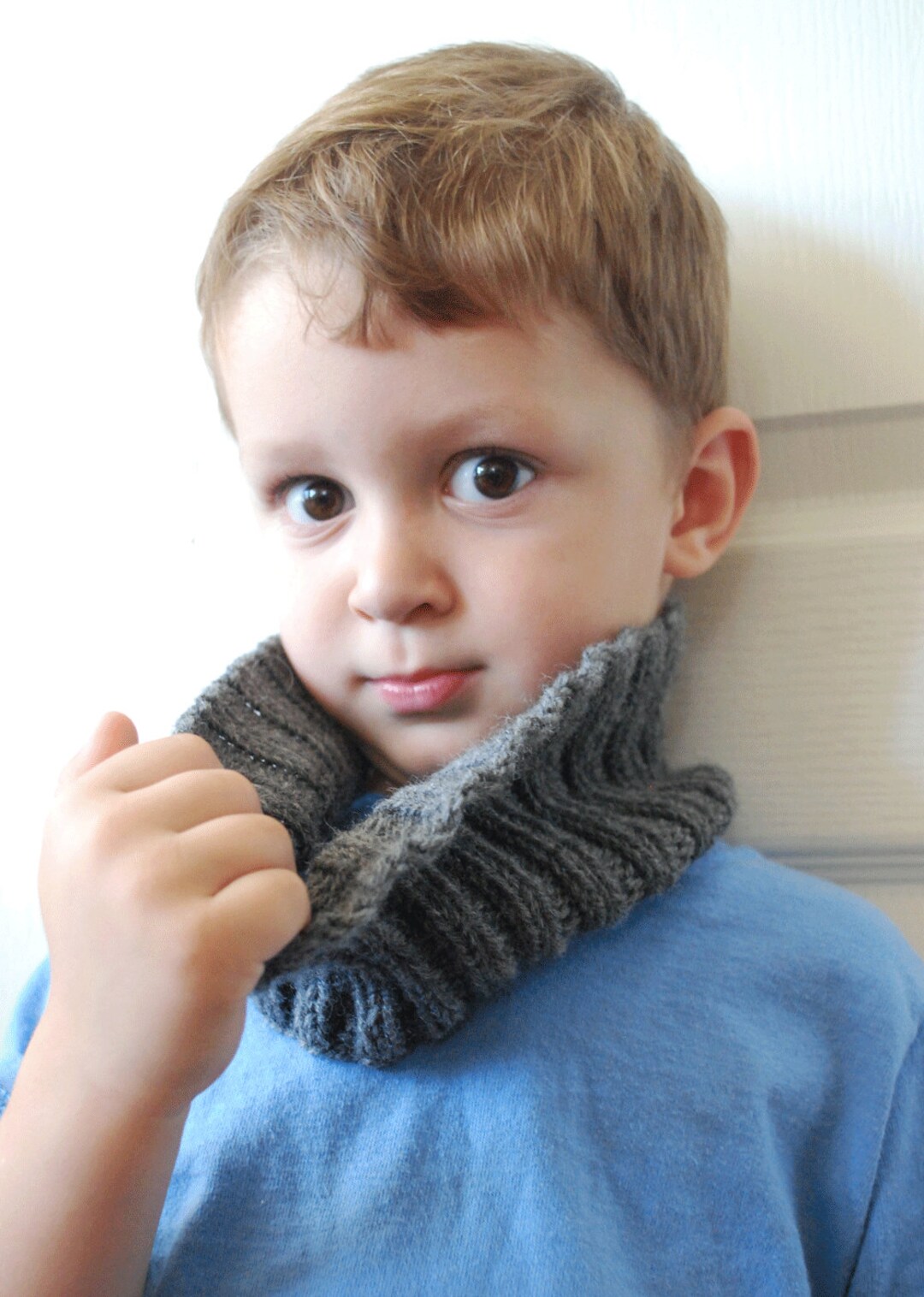 Hand Knit Grey Neck Cowl Toddler Child Sized - Etsy