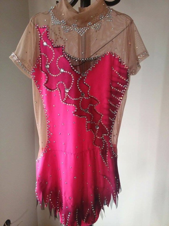 Vestito Da Pattinaggio Artistico Con Girocollo E Strass - Body Maniche Lunghe Per Danza E Competizioni - Foto 5