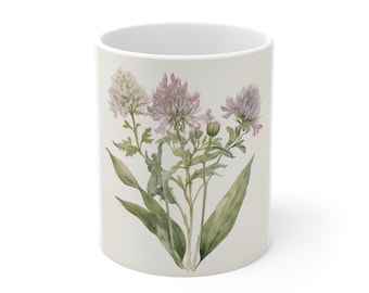 Watercolor Wildflower Mug, Gift For Her, Botanical Decor