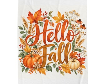 Hello Fall Velveteen Plush Blanket