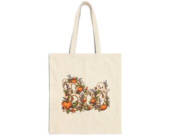 Playful Watercolor Script Tote, Halloween Gift, Seasonal Decor