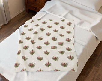 Vintage Botanical Plate Blanket, Seasonal Decor Gift